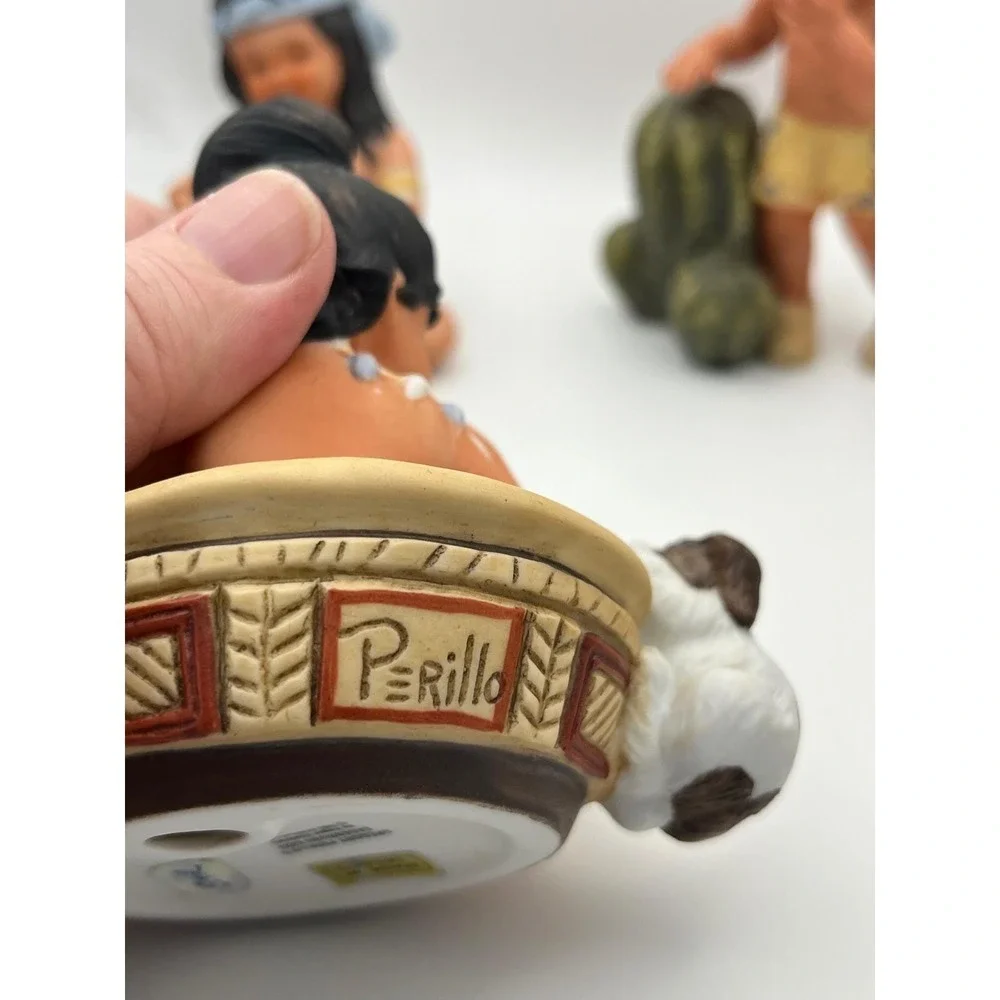Vintage 1985 Gregory Perillo Sagebrush Kids Figurines Native American Set of 6